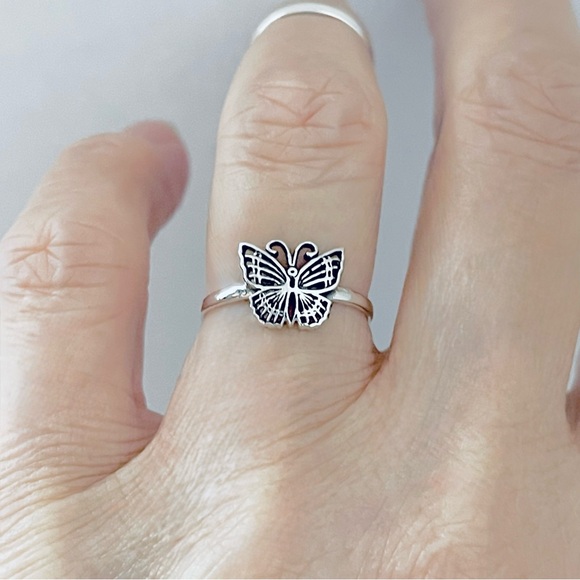 Sterling Silver Small Butterfly Ring, Silver Rings, Spirit Bug Jewelry, Insects - Picture 4 of 13